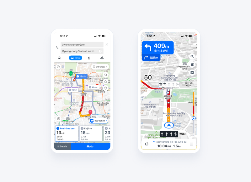 Giao diện bản đồ chi tiết của Naver Map