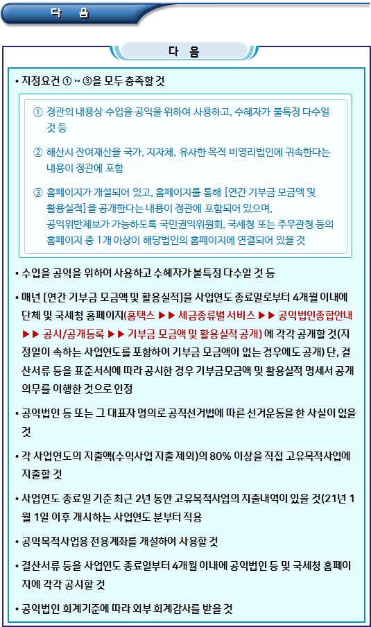 공익법인(지정기부금단체) 의무이행 사항(법인세법) 공익법인(지정기부금단체) 의무이행 사항(법인세법)