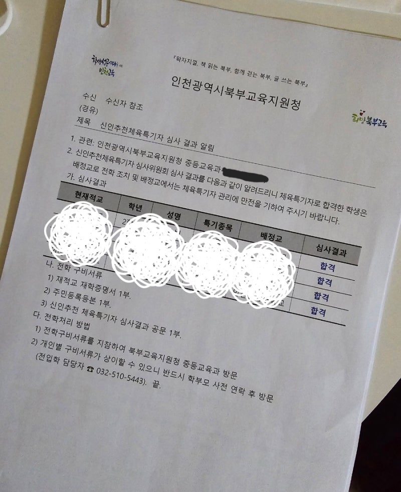 중학교 체육특기생 전학 과정... 해보고도 참 답답하다.