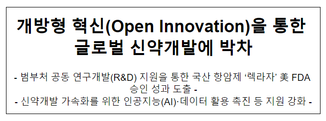 개방형 혁신(Open Innovation)을 통한 글로벌 신약개발에 박차 개방형 혁신(Open Innovation)을 통한 글로벌 신약개발에 박차