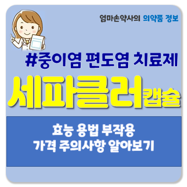 세파클러캡슐 부작용 중이염 인후두염 편도염 방광염 요도염 모낭염 부스럼 위더스 세파클....