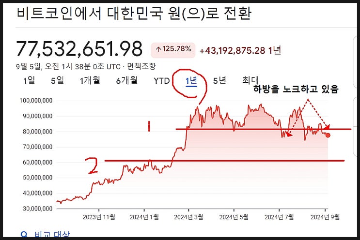 비트코인 하락과 향후 전망및 차트 분석