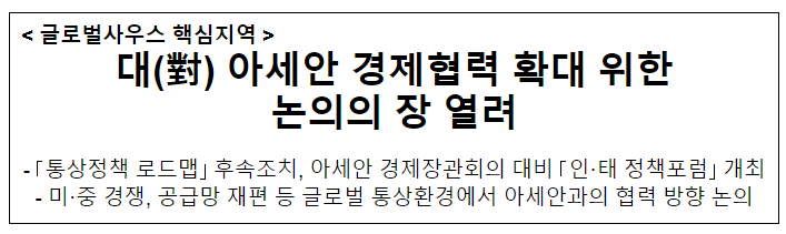 대(對) 아세안 경제협력 확대 위한 논의의 장 열려 대(對) 아세안 경제협력 확대 위한 논의의 장 열려