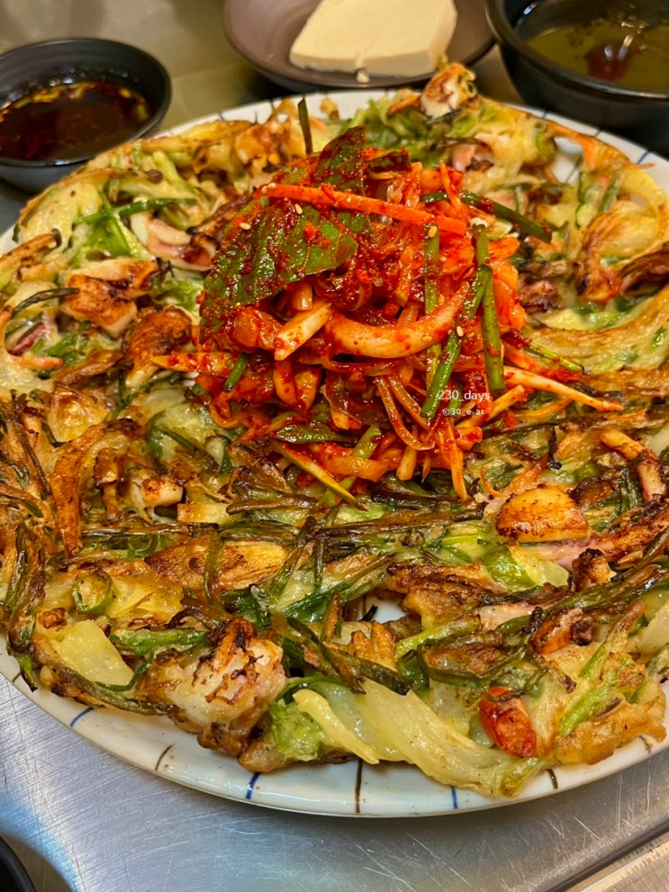  계산역 포장마차 감성 술집 산오징어 비빔회 양푼무침, 오징어회무침 오징어부추전 극락 조합