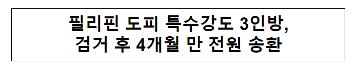 필리핀 도피 특수강도 3인방, 검거 후 4개월 만 전원 송환 필리핀 도피 특수강도 3인방, 검거 후 4개월 만 전원 송환