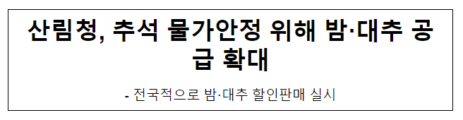 산림청, 추석 물가안정 위해 밤·대추 공급 확대 산림청, 추석 물가안정 위해 밤·대추 공급 확대