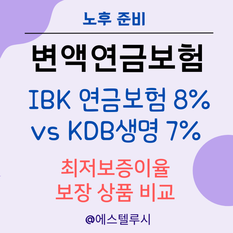  IBK 변액연금보험 8%, KDB생명 7% 최저보증이율 보장 비교