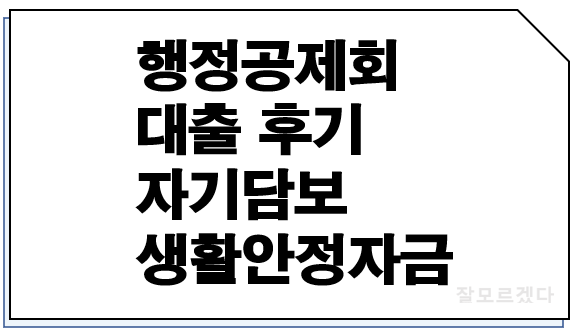  행정공제회 대출 후기(자기담보 생활안정자금)