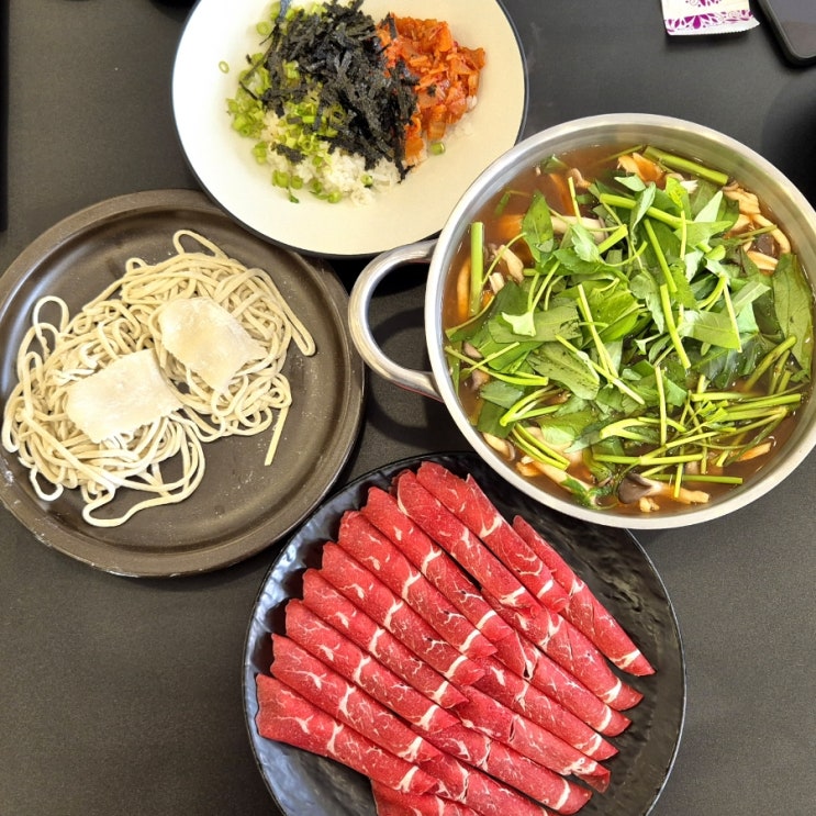  동천동 맛집 윤우재 샤브칼국수 고기동점 가성비 좋은 샤브샤브 해물파전