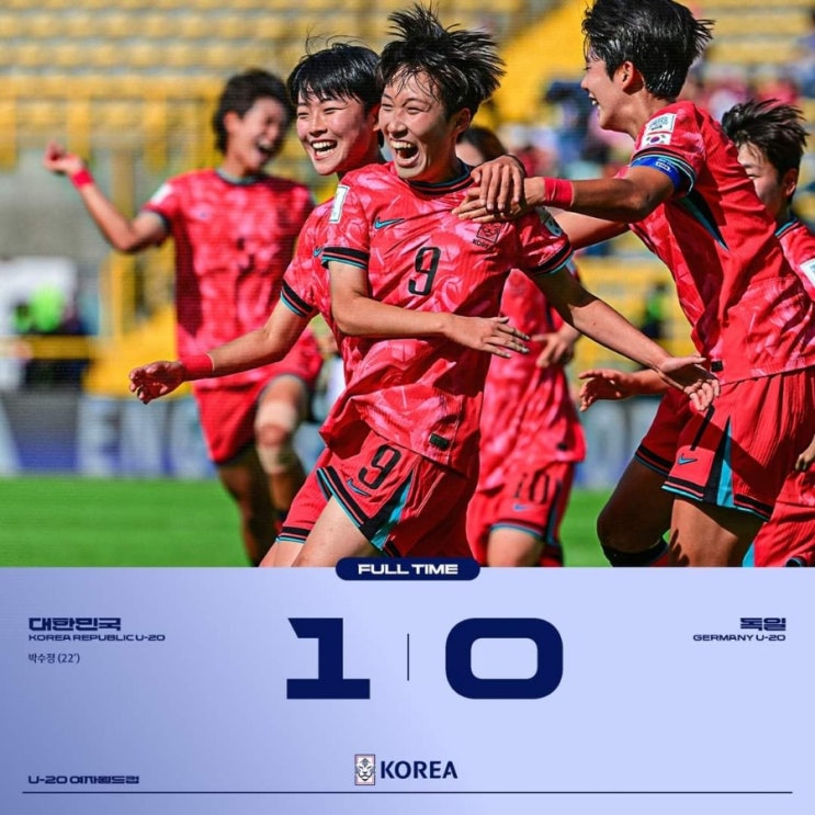 U20 여자 <b>월드컵</b> 대한민국 독일에 승리.. <b>16강</b> 실낱 <b>희망</b>