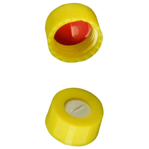  [플라스틱] 9-425mm 옐로우 스크류 캡 (셉텀 접착) 9-425mm Yellow Screw Cap (Bonded)