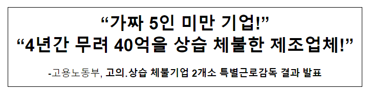 “가짜 5인 미만 기업!” “4년간 무려 40억을 상습 체불한 제조업체!” “가짜 5인 미만 기업!” “4년간 무려 40억을 상습 체불한 제조업체!”
