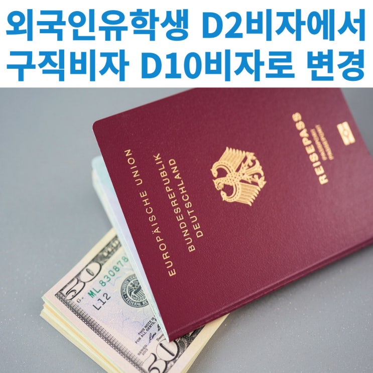  유학비자 D-2비자에서 졸업후 구직비자 D-10비자로 변경하여 한국에 추가로 체류하면서 E7비자 직장구하기