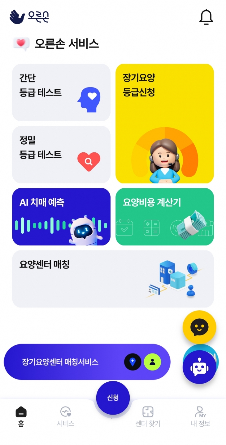 고령화로 노인복지 중요성 대두... 장기요양등급 확인과 신청 가능한 ‘오른손’ 주목 고령화로 노인복지 중요성 대두... 장기요양등급 확인과 신청 가능한 ‘오른손’ 주목