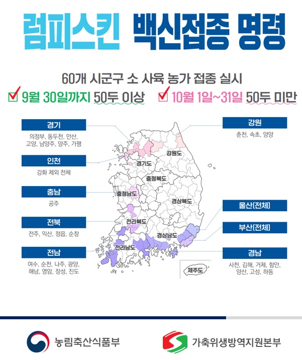 24년 하반기 소 <b>럼피스킨</b> 백신접종 계획 변경 안내