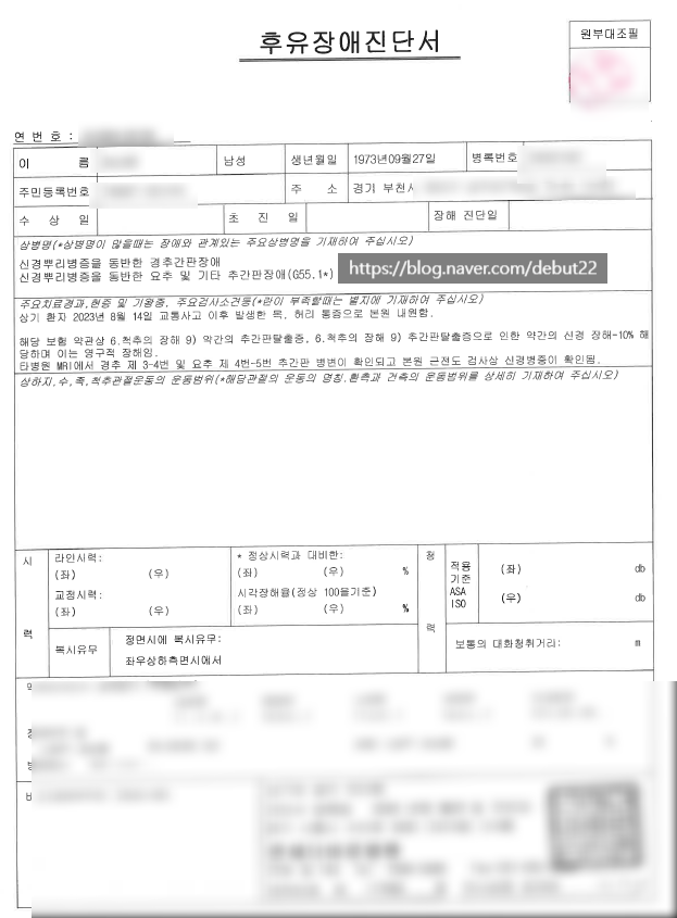 교통사고 경추간판장애 M50.1 대인 합의는 어떻게?
