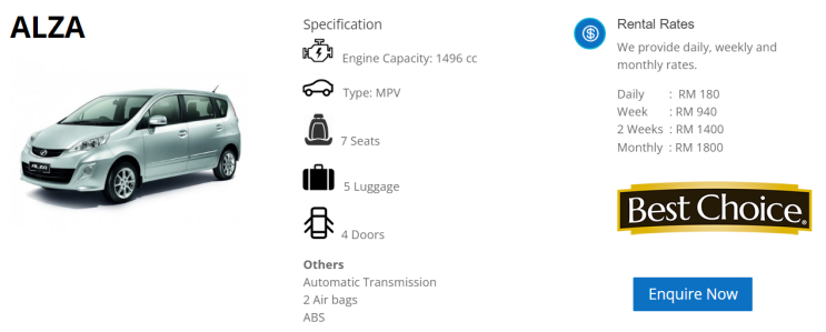 2024년 페낭 렌트카(PENANG RENT CAR) 차량 및 가격 2024년 페낭 렌트카(PENANG RENT CAR) 차량 및 가격