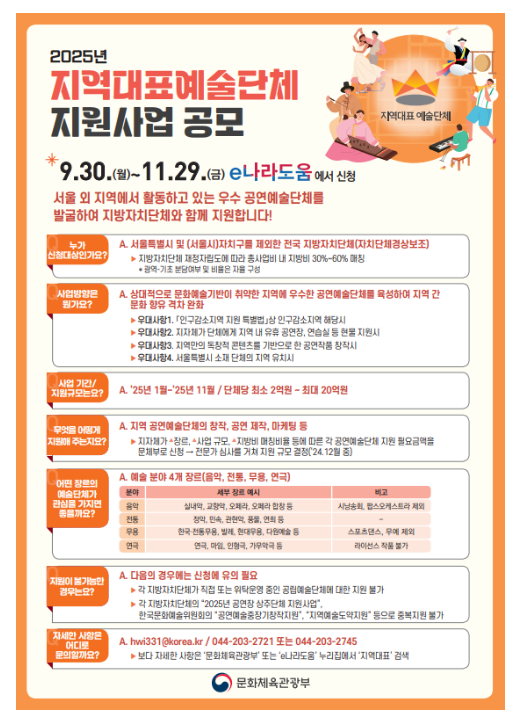 2025년 지역을 대표할 예술단체 모집합니다 2025년 지역을 대표할 예술단체 모집합니다