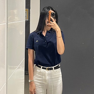 라코스테 카라티 슬림핏 여성 XS 네이비 코디, 아울렛 가격
