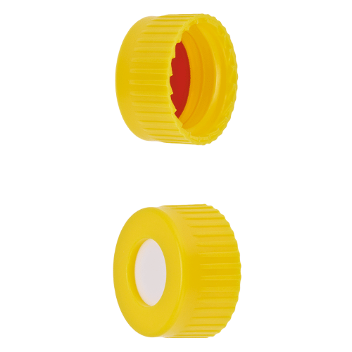  [플라스틱] 9-425mm 옐로우 스크류 캡 (셉텀 접착) 9-425mm Yellow Screw Cap (Bonded)