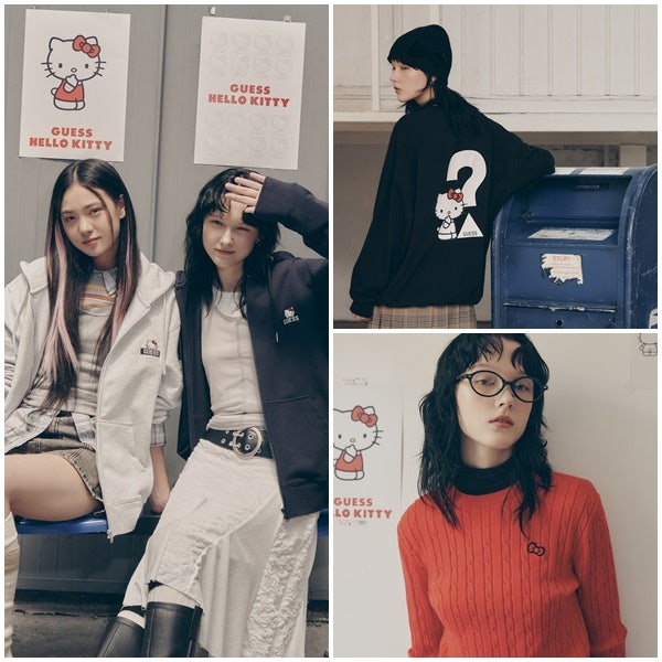 게스(GUESS) X 산리오 헬로키티 콜라보레이션 캡슐 컬렉션 출시! 크롭 맨투맨, 후드 집업, 여성 ....
