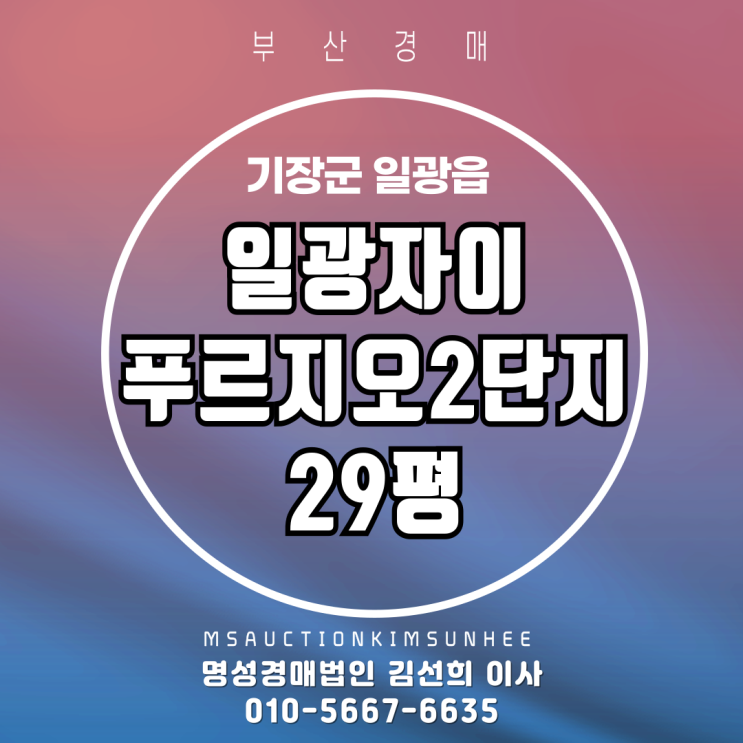  부산 기장군 일광읍 일광자이푸르지오2단지 29평 경매