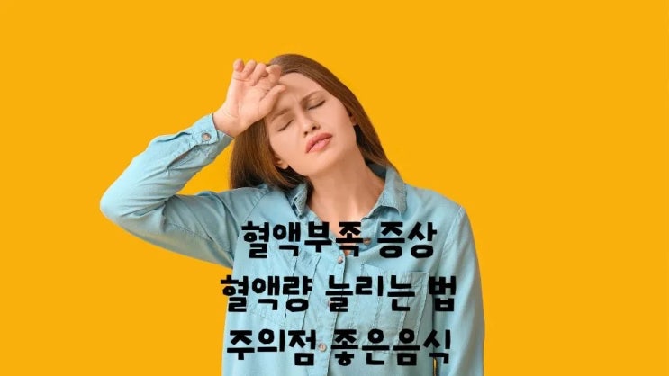  혈액부족 증상 혈액량 늘리는 법 주의점 좋은음식