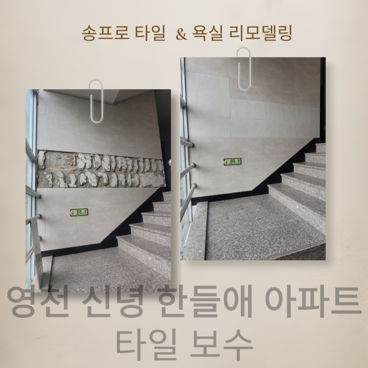  영천 신녕 한들 애 아파트 복도 타일 보수