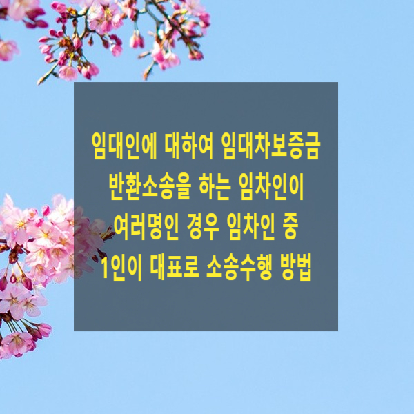  동일한 임대인에 대하여 임대차보증금 반환소송을 하는 임차인이 여러명인 경우 임차인 중 1인이 대표로 소송수행을 할 수 있는지(선정당사자)