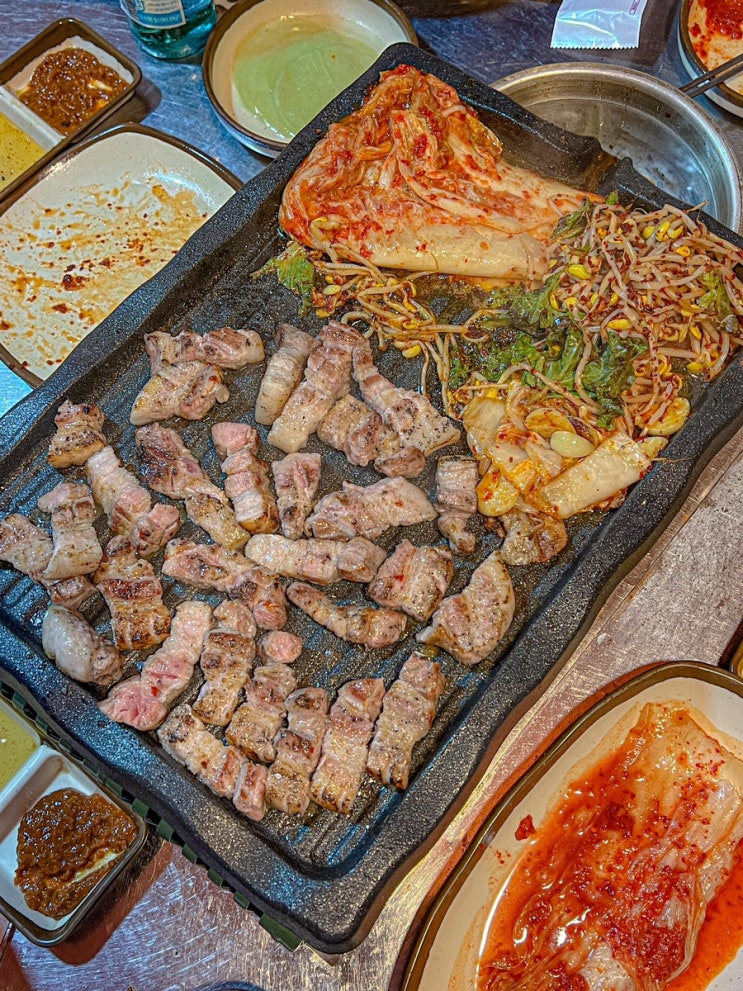 울산 호계 맛집 통삼겹살 생대패 찐인 야외 포차 완행열차