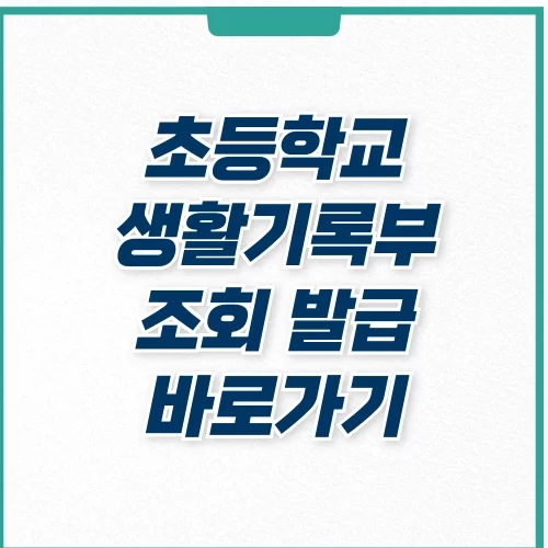  초등학교 생기부 생활기록부 조회 및 발급 바로가기