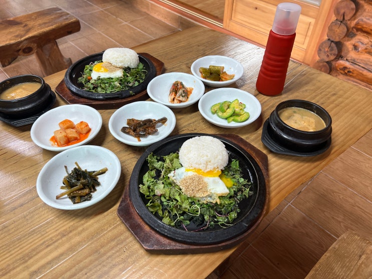  홍천 준이네통나무집 청국장이 함께 나오는 철판곤드레비빔밥 맛집
