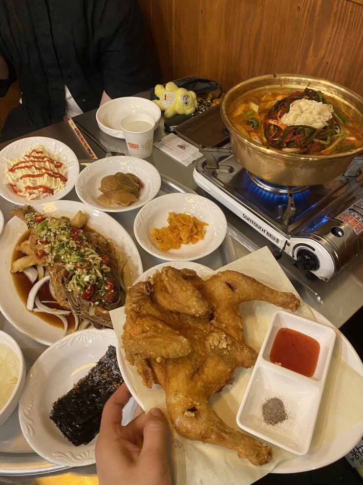  군산 양푼리 미장동 회식하기 군산 양푼갈비 맛집 군산파김치맛집 통닭 생선튀김