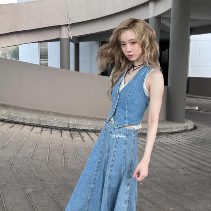  윈터 청량하면서 시원한 무드의 데님 셋업 패션 어떤거?