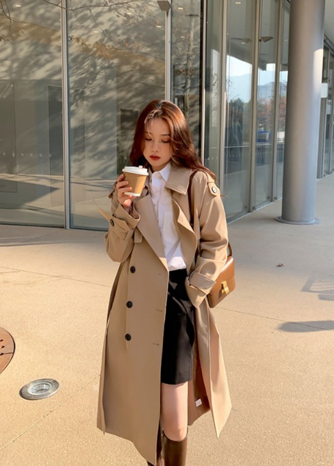  3만원대로 핵가성비가 함께한 가을날 30대 오피스룩으로 인기 많은 여자 롱 트렌치 코트 코디 추천