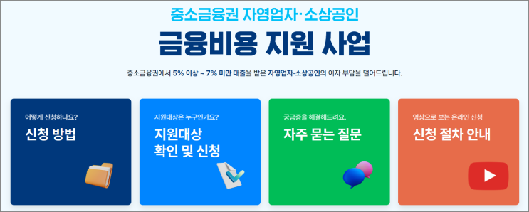  소상공인 이자 환급 지원금 - 중소금융권  소상공인 이자 지원