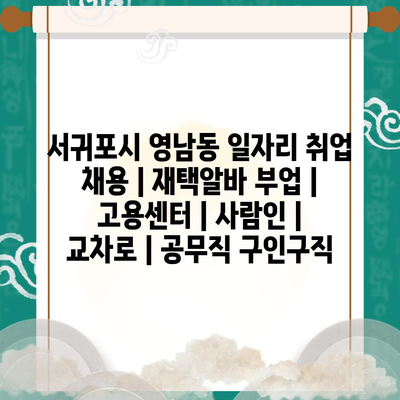  서귀포 영남동, 다양한 재택알바와 공무직 채용 정보!