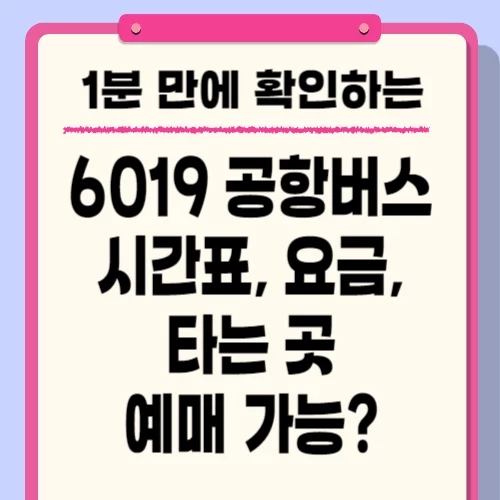  6019 공항버스 시간표, 노선, 예매, 요금, 타는 곳
