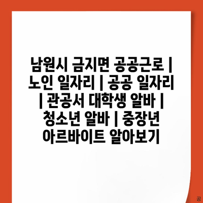  고민과 기대, 공공근로 프로그램의 다양한 일자리
