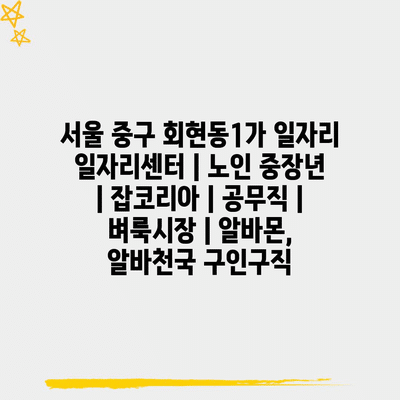  서울 중구 회현동1가, 노인과 중장년층을 위한 특별한 일자리 지원 프로그램
