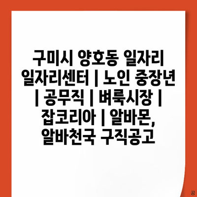  구미시 양호동, 노인과 중장년층을 위한 맞춤형 일자리 지원