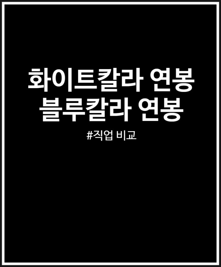 블루칼라 vs 화이트칼라 직업 및 연봉 차이 비교