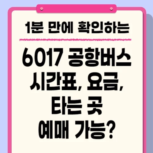  6017 공항버스 시간표, 타는 곳, 요금, 노선