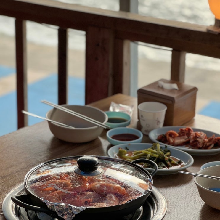  서울 근교 대부도 대하구이 맛집 솔밭우리밀칼국수 오션뷰 대하구이