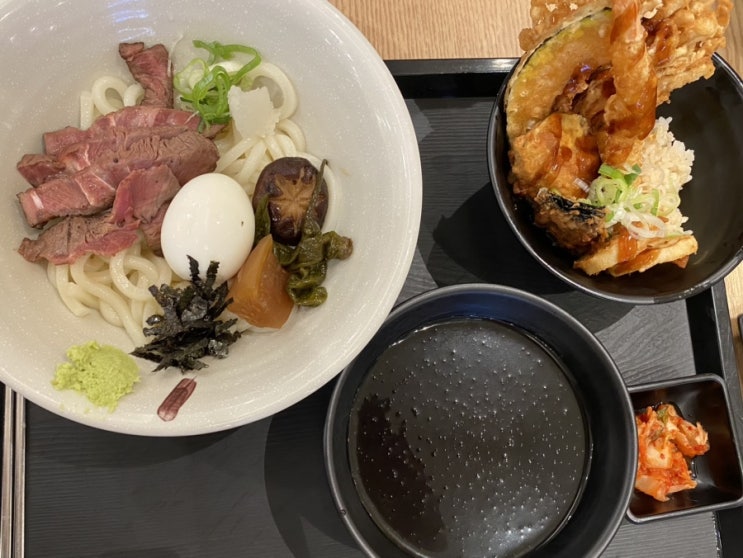  센텀 신세계백화점 푸드코트 온기정 텐동 붓카케 냉우동