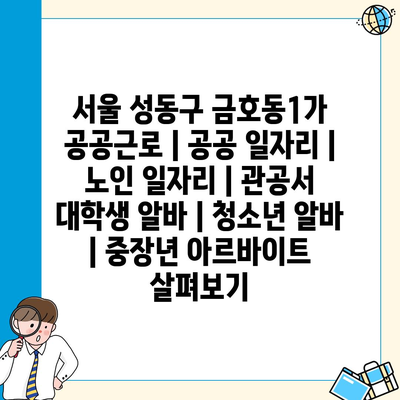  서울 성동구, 다양한 공공근로 프로그램