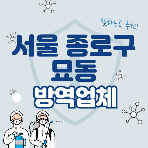  서울 종로구 묘동 방역 비용 가격표 및 잘하는 곳 추천