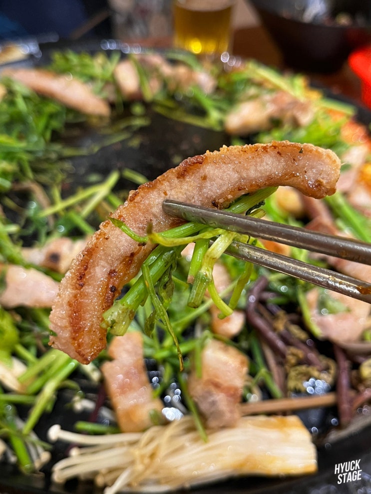  미나리삼겹살 항정살맛집 구의동 맛집 상구네솥뚜껑삼겹살(메뉴,가격,주차)