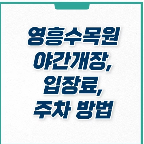  영흥수목원 야간개장 일정, 입장료, 주차장 위치 확인하기