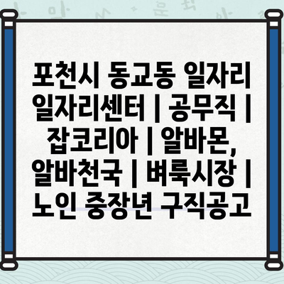  포천 동교동, 일자리센터로 쉽고 빠르게 일자리 정보 얻기